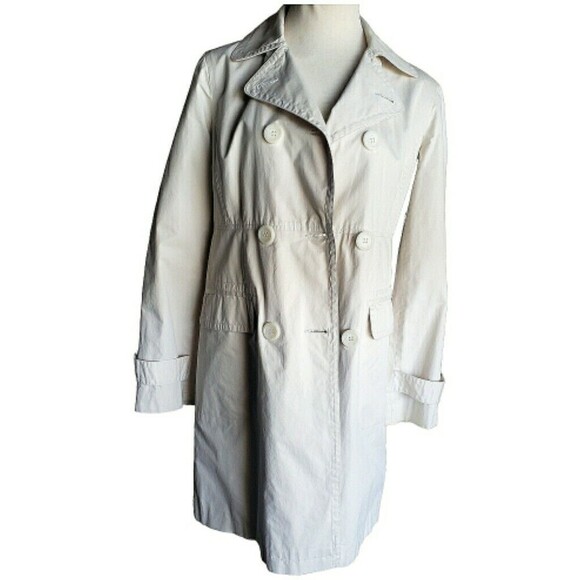 VINCE Trench Coat Light Khaki Womens 8 Classic Modern Lined Notched Button Lapel - Picture 1 of 11